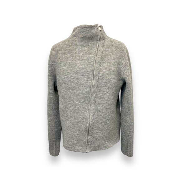 DKNY Womens Long Sleeve Gray Asymmetric Full-Zip Sweater Jacket Large - Picture 2 of 9